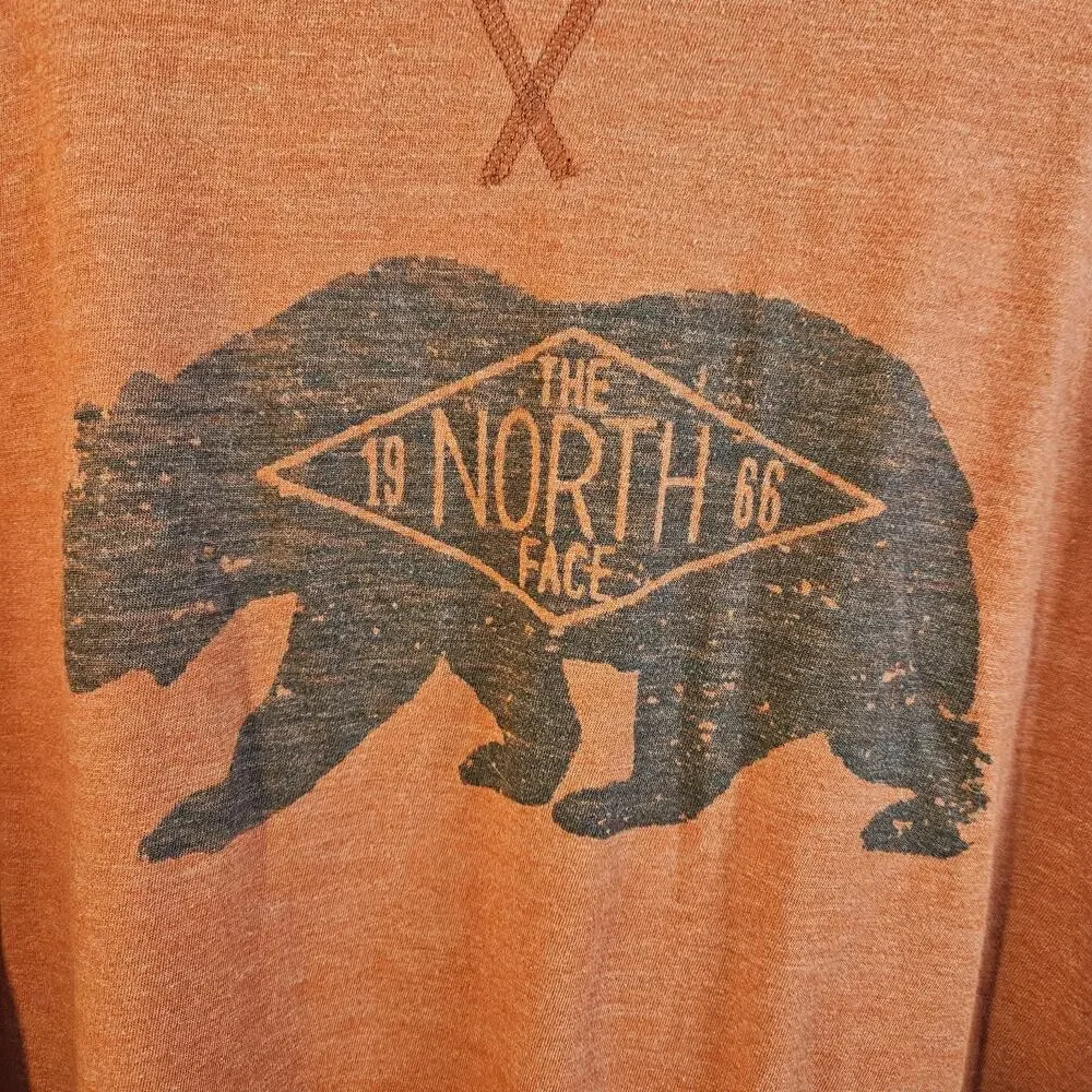 THE NORTH FACE Long Sleeve Tshirt XXL Classic Fit Orange Bear 1966
